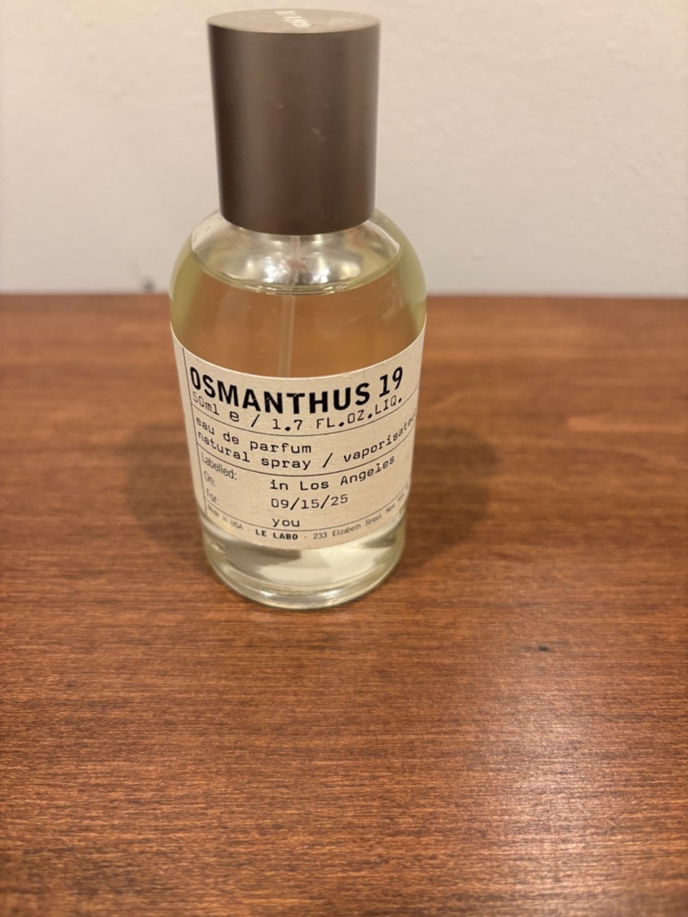 Le Labo Osmanthus 19 - Amber Liquid with Brown Cap
